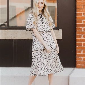 Piper & Scoot: The Helen Tiered Patterned Dress in Ivory Large